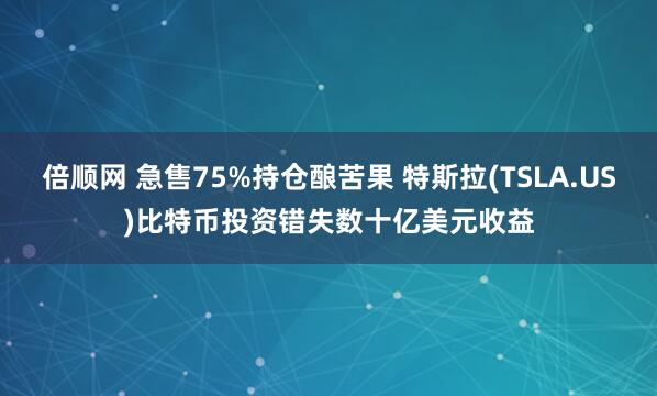 倍顺网 急售75%持仓酿苦果 特斯拉(TSLA.US)比特币投资错失数十亿美元收益